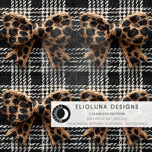 Leopard Fabric Bows Digital Paper Leopard Fabric Bow Pattern Seamless Digital Sublimation Printable Seamless Digital Print File Wallpaper