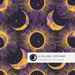 Solar Eclipse Pattern Moon Seamless Celestial Digital Paper Solar ...