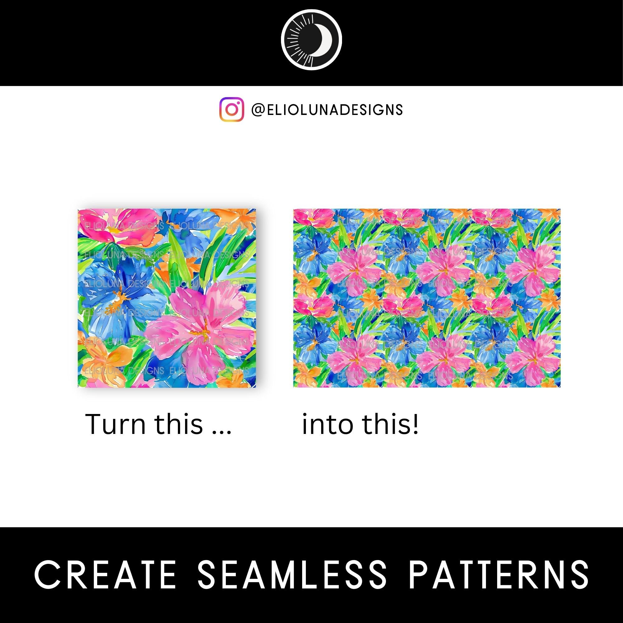 Painted Abstract Floral Pattern Botanical Seamless Flowers Digital ...