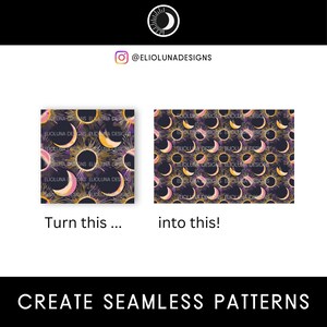 Solar Eclipse Pattern Moon Seamless Celestial Digital Paper Solar ...
