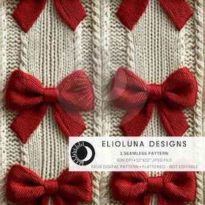 Red Coquette Bows Seamless Pattern Red Bow Pattern 3D Faux Pattern  Sublimation Printable Seamless Digital Fabric Print File Wallpaper