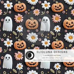Floral Ghost Seamless Pattern Halloween Ghost Digital Paper Floral Halloween Pattern Digital Scrapbook Paper Fabric Sublimation Digital File