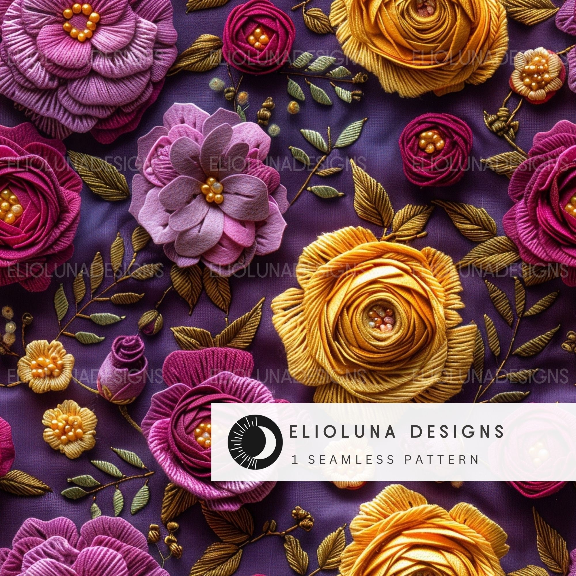 3D Floral Pattern Digital Paper Faux Embroidery Fall Floral Pattern ...
