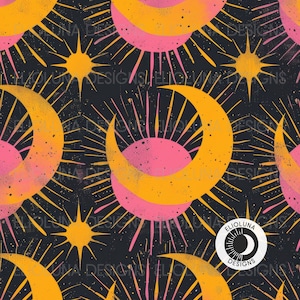 Solar Eclipse Pattern Moon Seamless Celestial Digital Paper Sun and ...