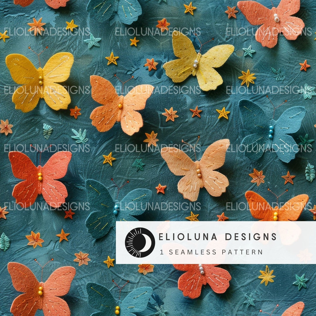 3D Butterfly Pattern Digital Paper Butterfly Star Pattern Seamless ...