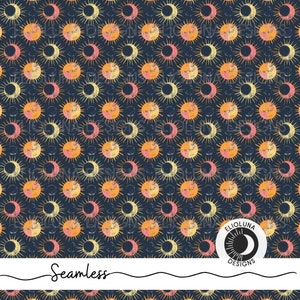 Solar Eclipse Pattern Moon Seamless Celestial Digital Paper Solar ...