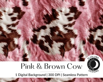 Cow Print Seamless Cowhide Digital Paper Cow Print Pattern Western Aesthetic Seamless Faux Cowhide Pink Cow Print Western Cowgirl