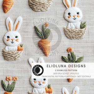 Cute 3D Bunnies Seamless Pattern 3D Easter Pattern Digital Paper Cute Easter Pattern for Fabric Sublimation Spring Wallpaper Digital File