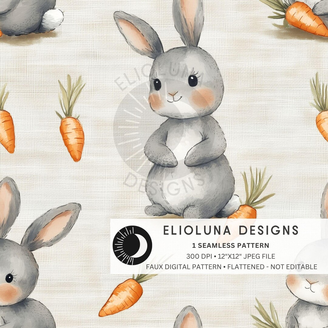 Cute Bunnies Seamless Pattern Cute Easter Seamless Digital Paper Easter ...