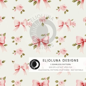 Pink Coquette Bows Seamless Pattern Watercolor Bow Pattern Coquette Rose Sublimation Printable Seamless Digital Fabric Print File Wallpaper