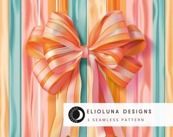 Vintage Bow Seamless Pattern Digital Paper Retro Bow Seamless Pattern Digital Vintage Retro Bow Seamless Fabric Pattern Digital Art Print