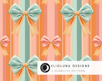 Vintage Bow Seamless Pattern Digital Paper Retro Bow Seamless Pattern Digital Vintage Retro Bow Seamless Fabric Pattern Digital Art Print