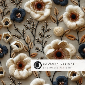 Boho Fall Florals Pattern Digital Paper Fall Floral Pattern Seamless Digital File Printable Seamless Fabric Print File Floral Wallpaper