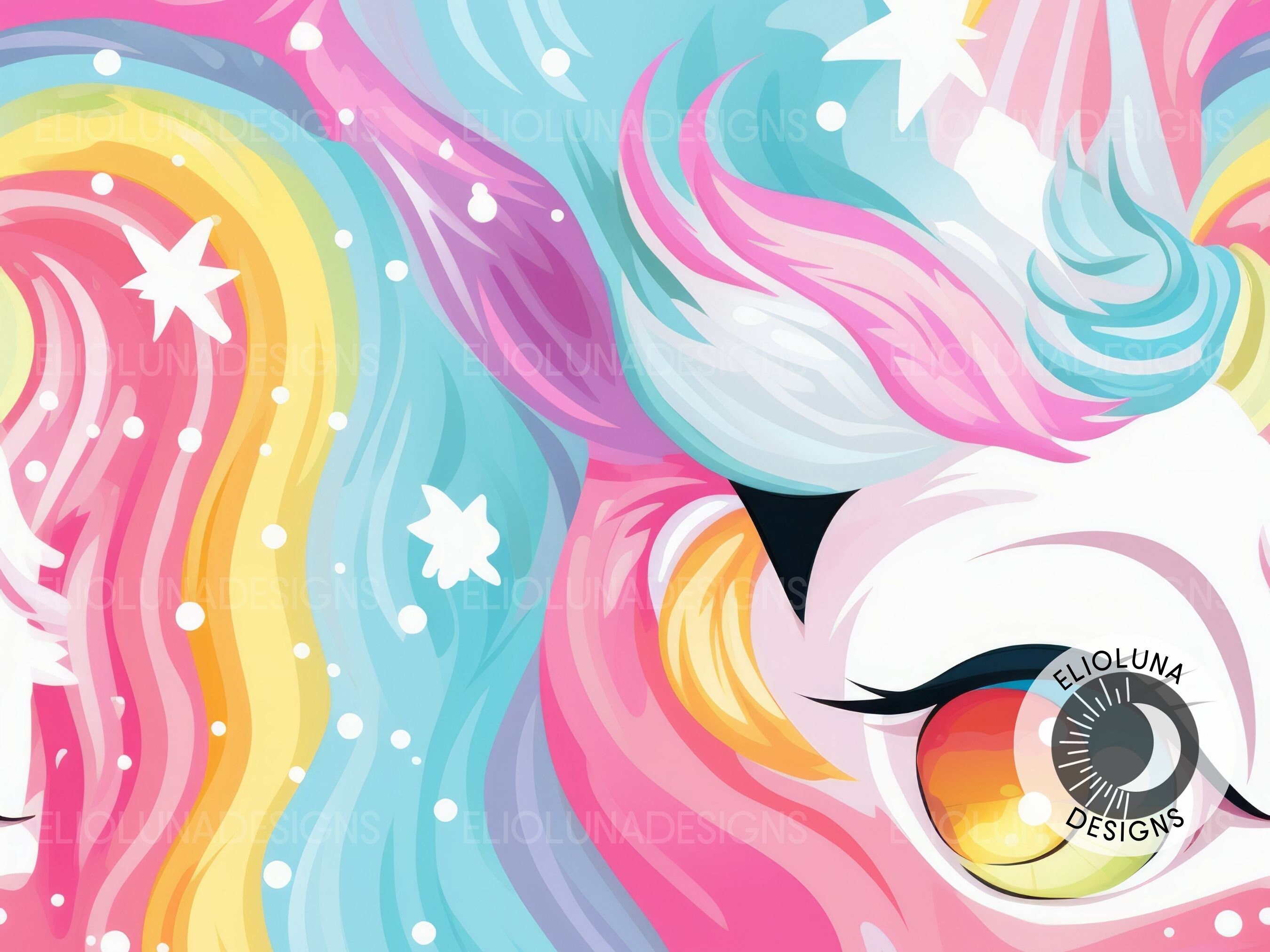 Unicorn Digital Paper Rainbow Seamless Pattern Unicorns Digital Art ...