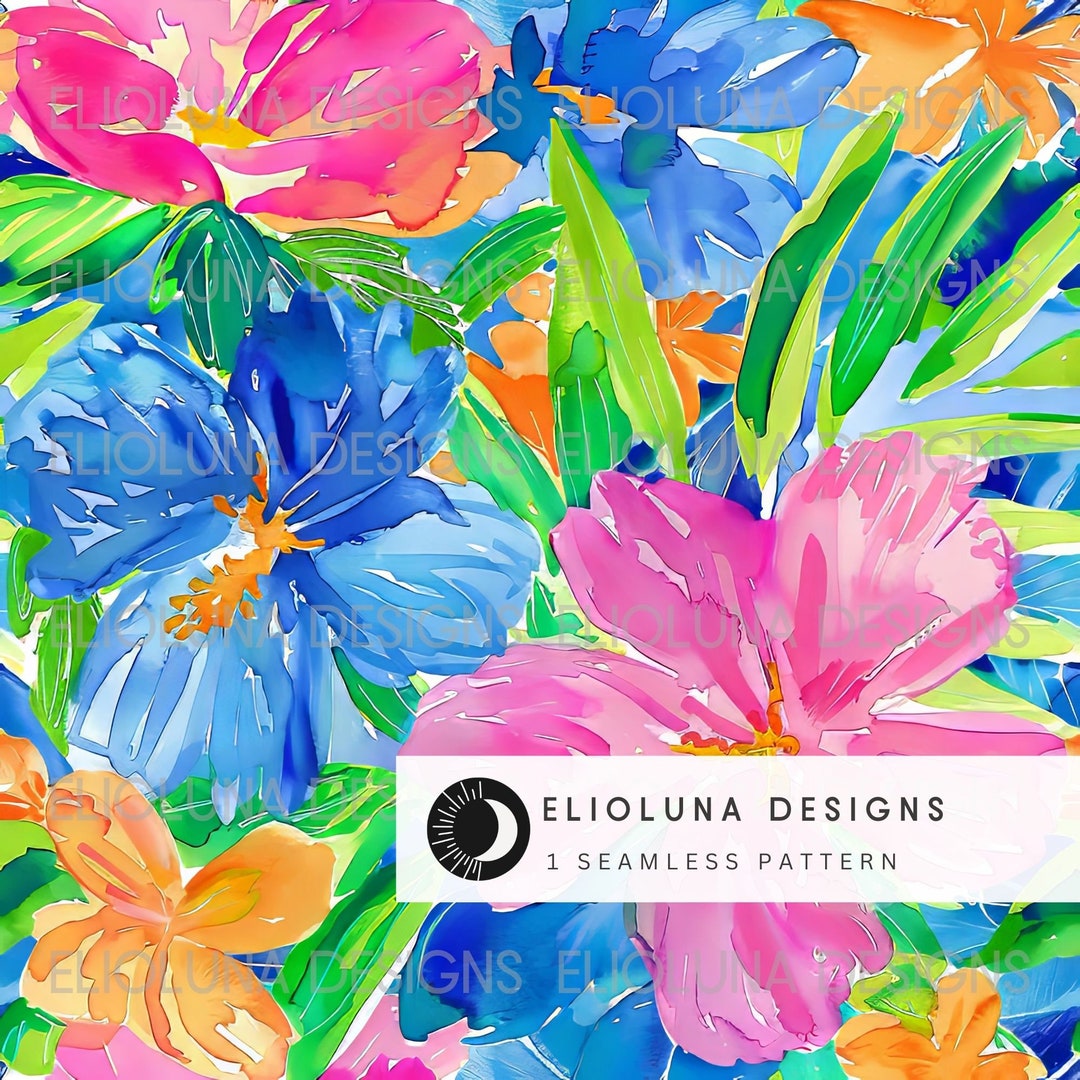 Painted Abstract Floral Pattern Botanical Seamless Flowers Digital ...
