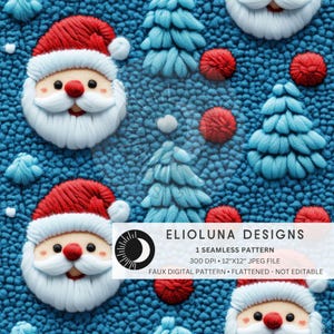 3D Santa Claus Seamless Christmas Pattern 3D Fabric Sublimation Santa Claus Digital Seamless Paper Christmas Digital File Xmas Seamless File