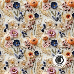 Floral Pattern Digital Paper 3D Spring Floral Pattern Seamless Digital ...