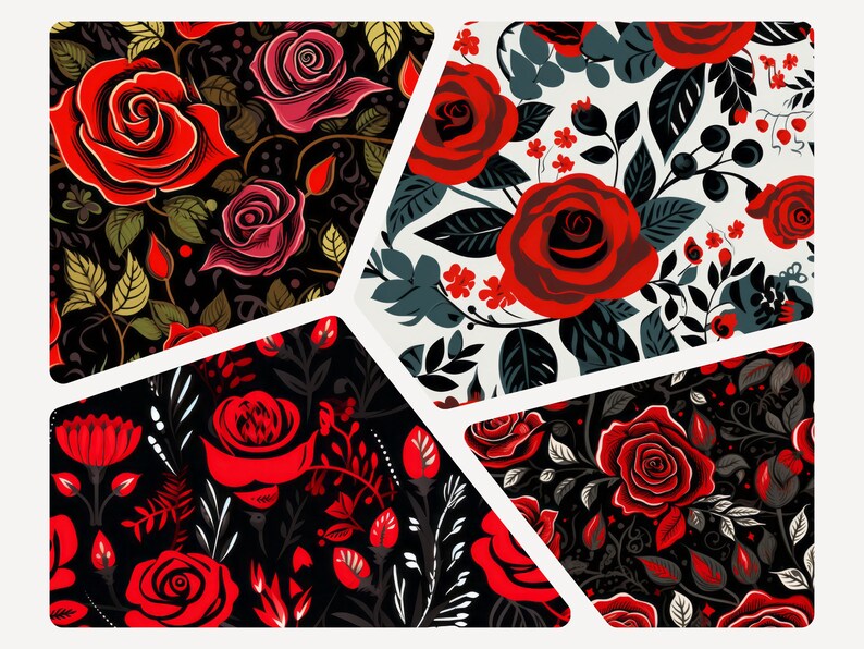 Digital Paper Roses Digital Background Halloween Seamless Floral JPEG