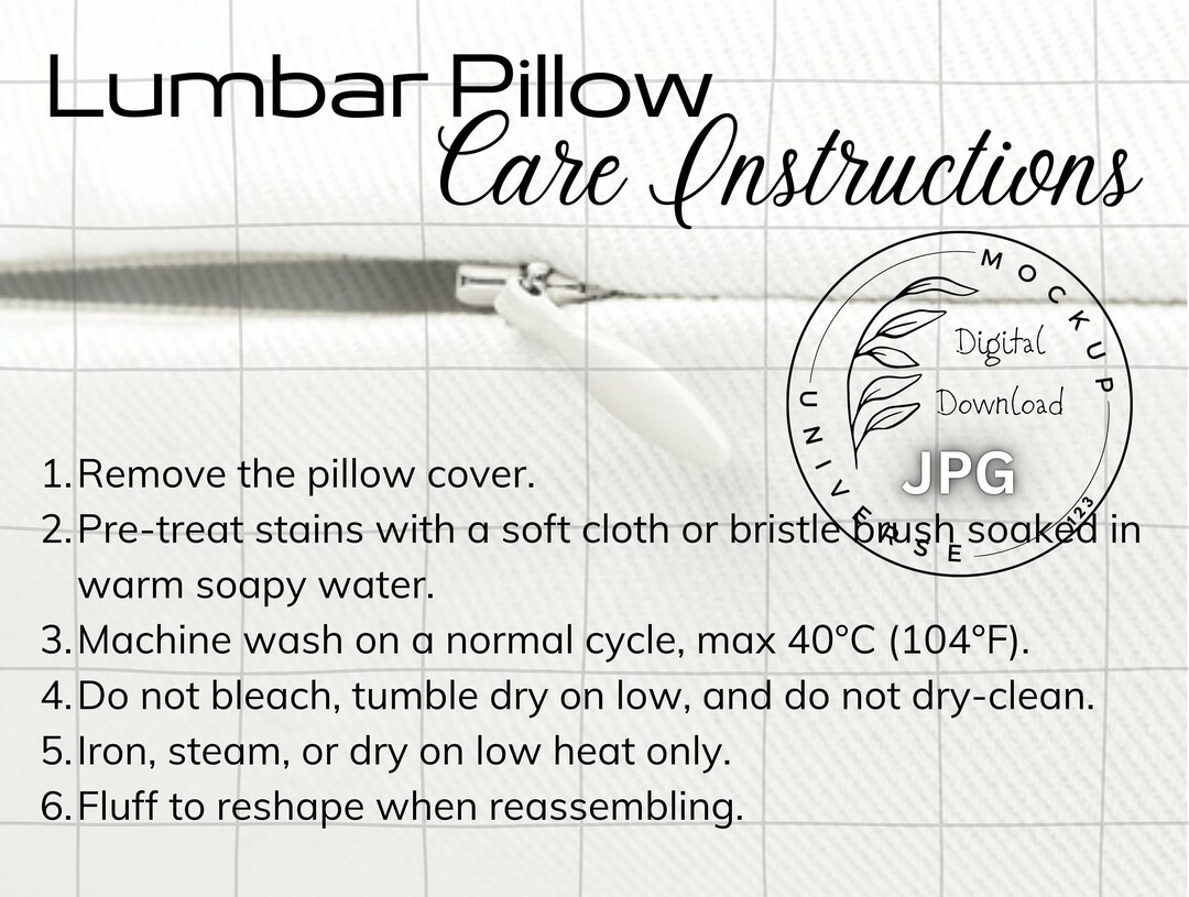 Lumbar Pillow Care Instructions Chart Generic Spun Polyester Lumbar