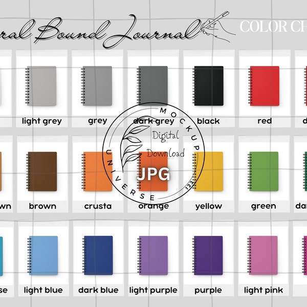 Spiral Bound Journal Color Chart By Generic Brand, Color Chart Spiral Bound Journal, JPG Download, Generic Brand Color Chart