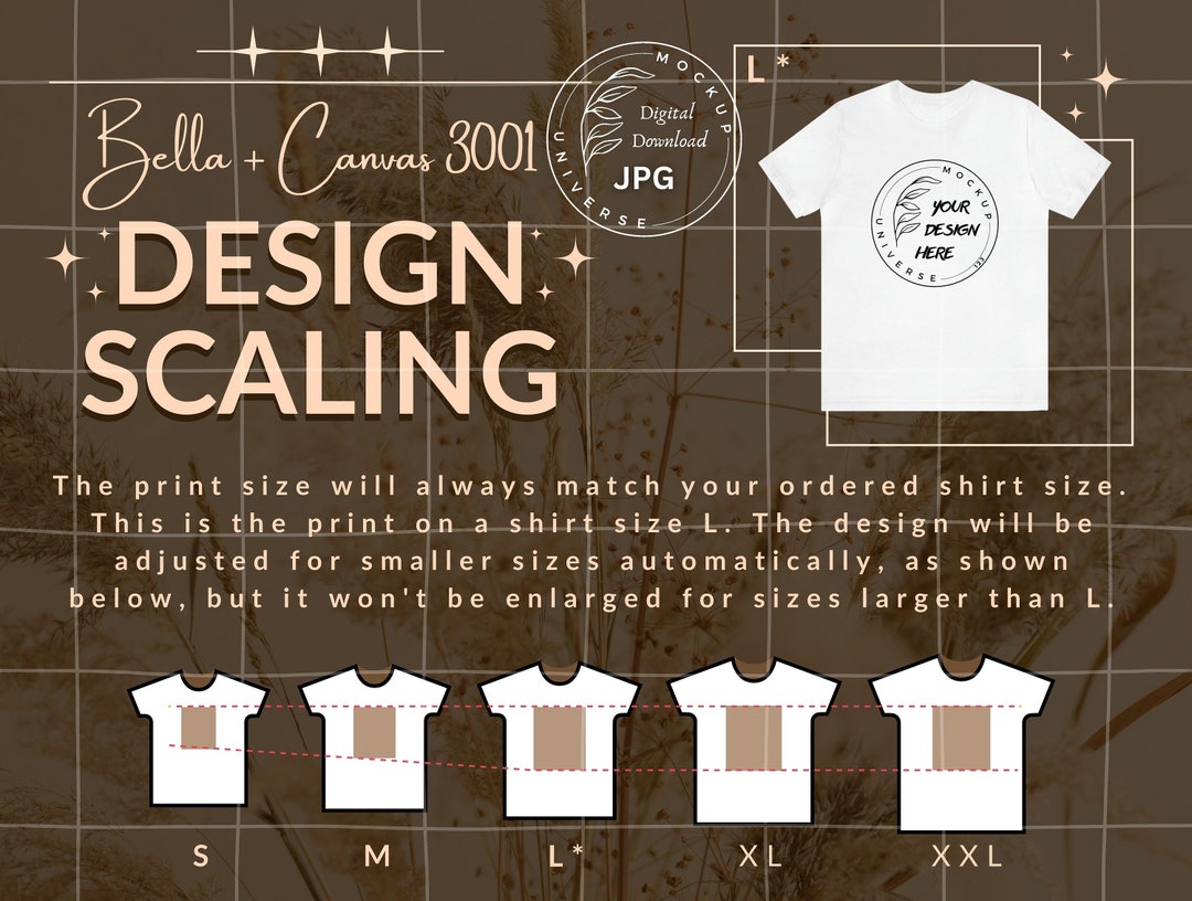 Bella Canvas 3001 Design Scaling Chart Bella Canvas Print Scaling Chart