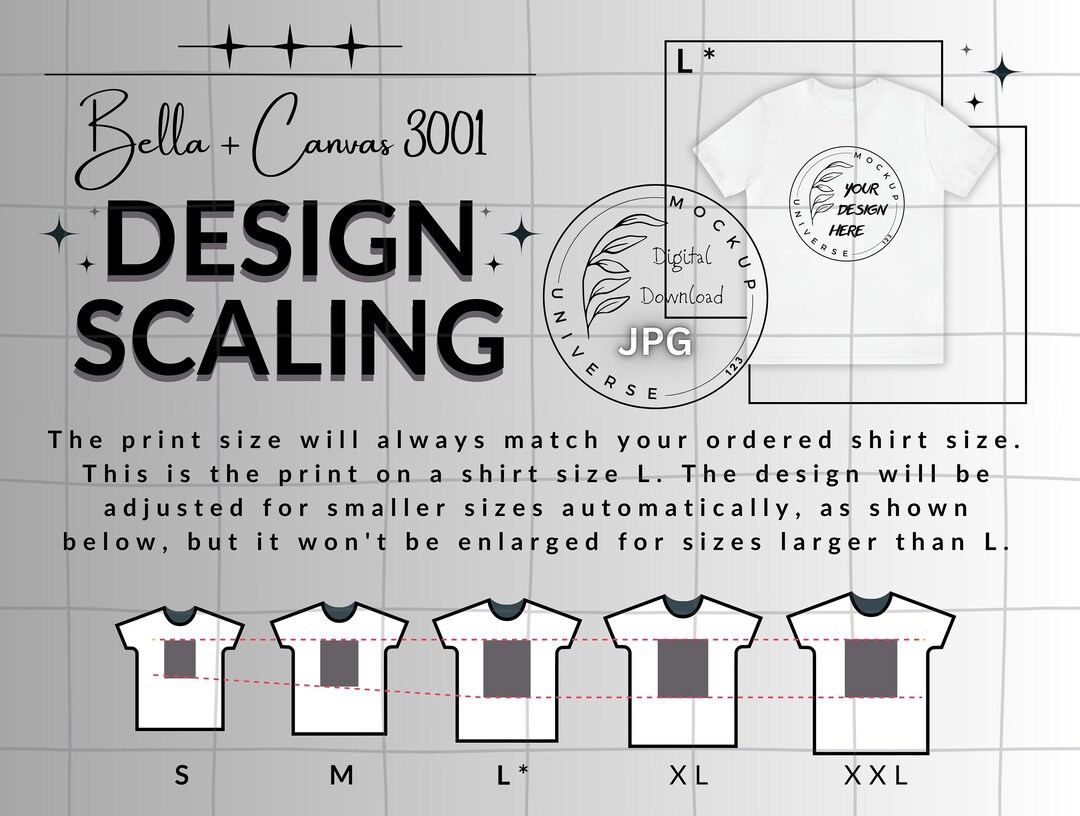 Bella Canvas 3001 Design Scaling Chart Bella Canvas Print Scaling Chart