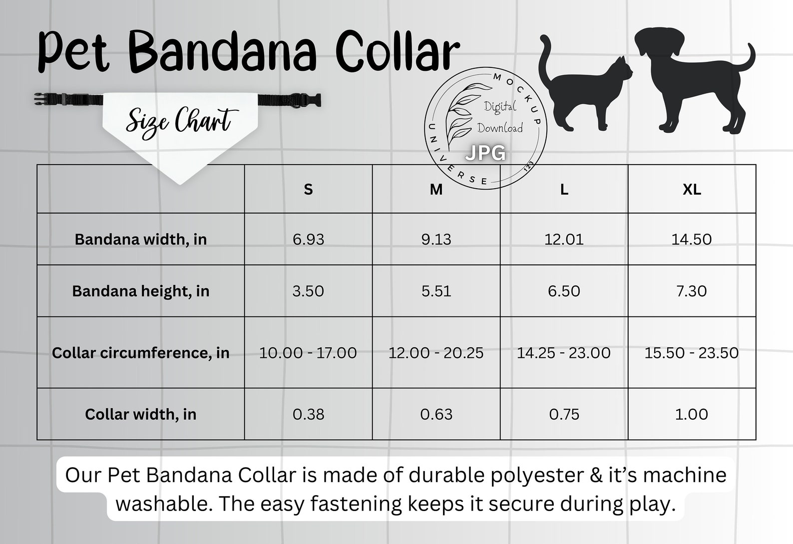 Pet Bandana Size Chart, Dog Bandana Size Chart, Pet Bandana Collar Size Chart, Generic Brand Pet