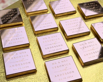 50 Pcs Rosegold Chocolate, Wedding Favors Chocolate, Engagement Chocolate, Personalized Part Chocolate, Custom Choco Favors, Name Choco Gift