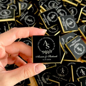 50 Pcs Luxury Black Wedding Gifts, Plexiglass Wedding Chocolate Favors, Wedding Favors, Personalised Chocolate Black,Gold,Silver,Rose Mirror