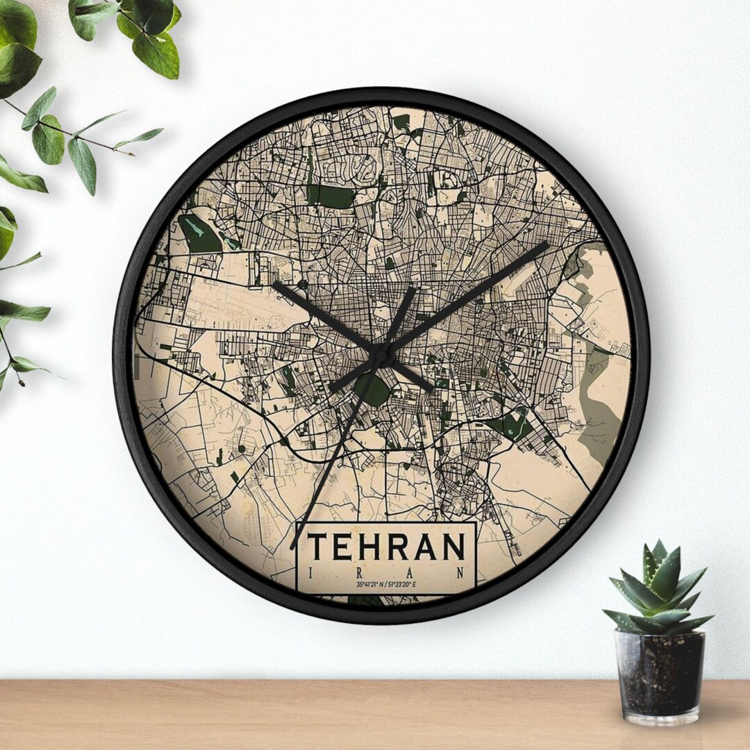 Tehran Clock Tehran Map Wall Clock, Modern Living Room Decor - Etsy