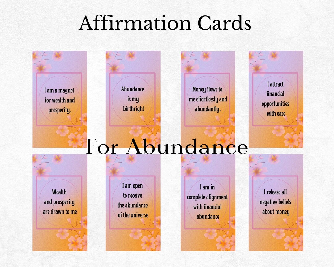 Affirmation Deck, Printable Vision Board Cards. Law of Attraction Cards ...