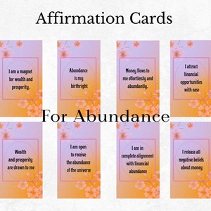 Affirmation Deck, cartes de vision imprimables. Loi des cartes d'attraction, manifestation, affirmation positive, argent, abondance, richesse