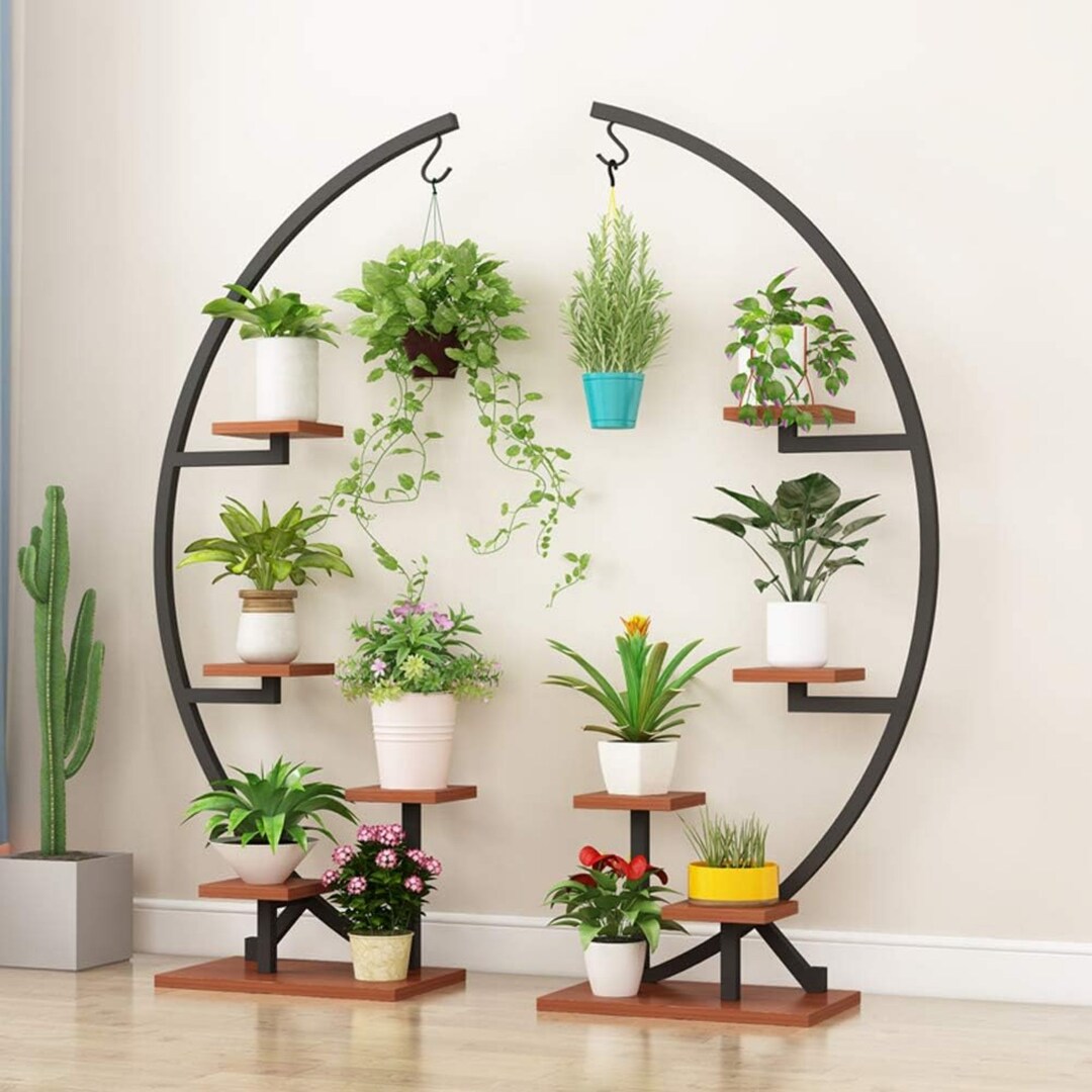 Plant Stand Indoor Half Moon Plant Shelf Stand Multiple Etsy
