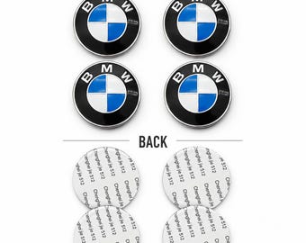 BMW Wheel Center Caps | 56 mm · 60 mm · 65 mm · 68mm · 70 mm  | Blue & White Roundel Emblems (Set of 4)