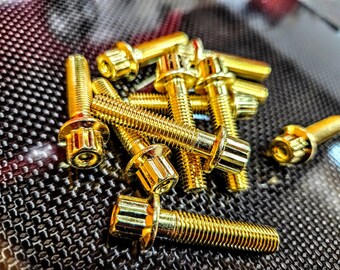 40x M7x24 Stainless Steel Goldlook Wheel Bolts – Compatible With BBS, Rial, O.Z., Schmidt