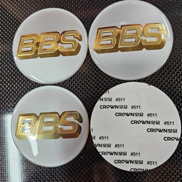 White/GOLD BBS center cap 70mm