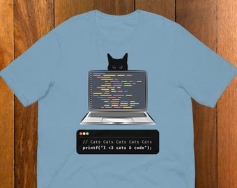 猫とコードが大好きTシャツ | プログラマーへのギフト