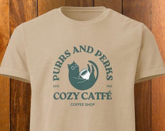 Cozy Cat Café Shirt – Vintage Washed 100% Cotton Tee