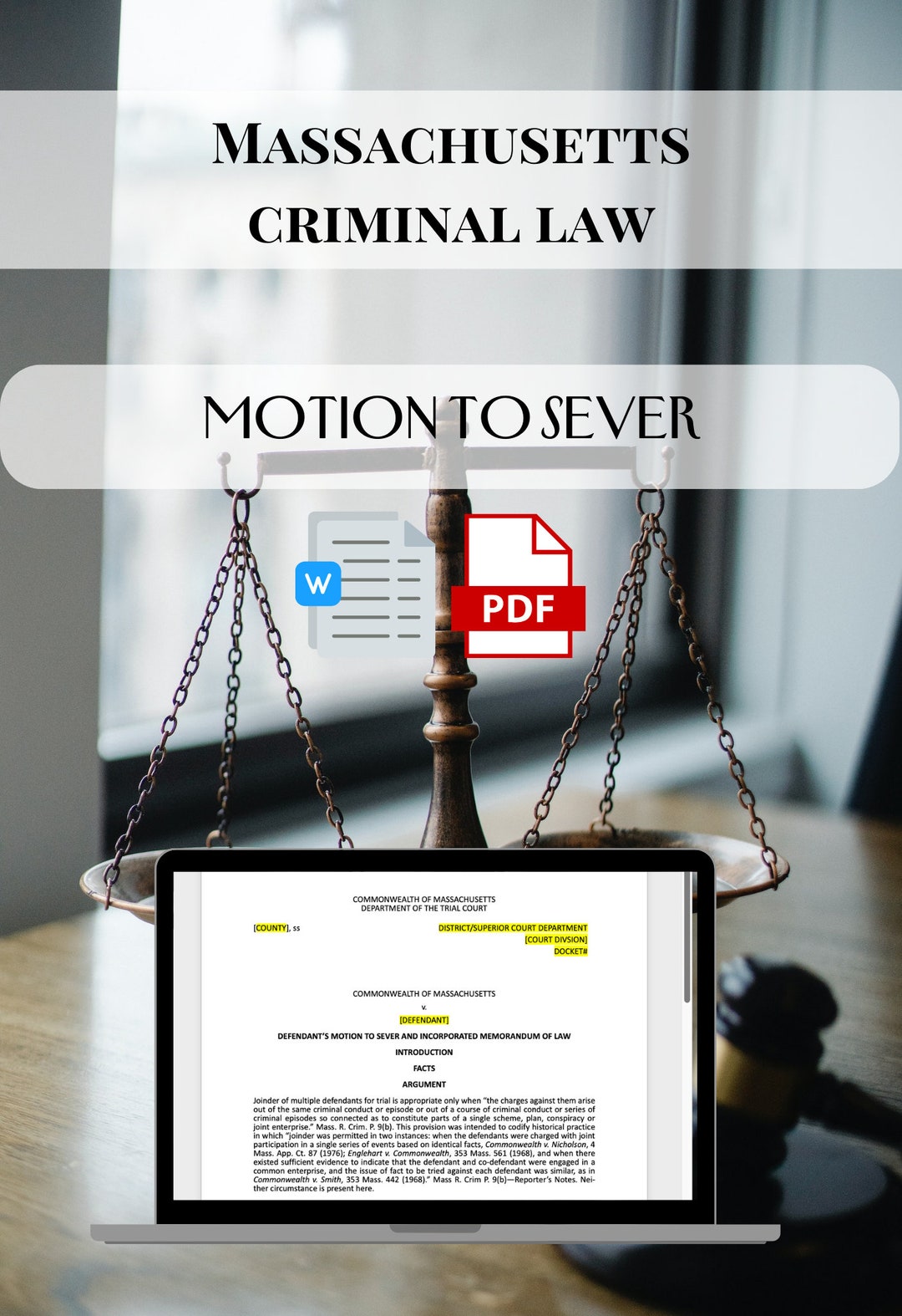 Template/sample Motion to Sever W/ Memo in Law Etsy