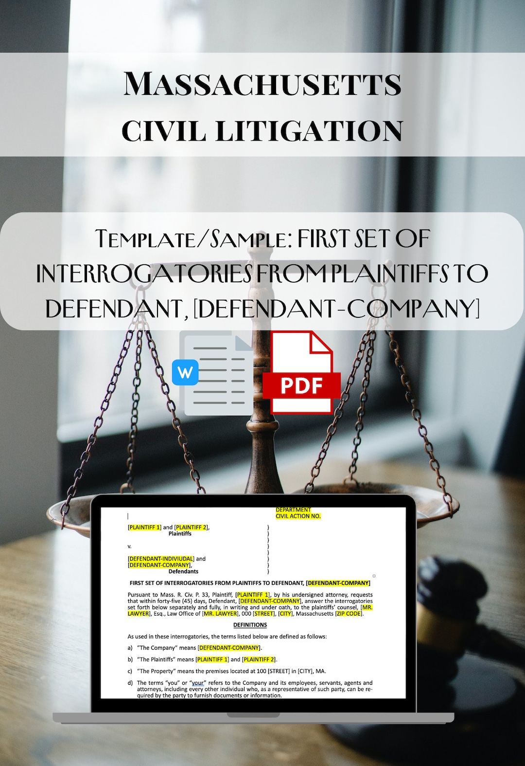 Template sample first set of interrogatories from plaintiffs to
