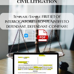 Template/Sample First Set of Interrogatories from Plaintiffs to Defendant-Company (Injury on the Job)