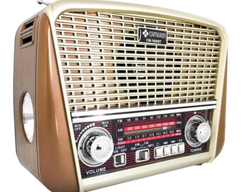 Radio Nostalgie Wiederaufladbares BT/USB/SD/Aux Nostalgisches Radio, Radio im klassischen Design, Radio im rustikalen Stil, Radio mit Antenne,