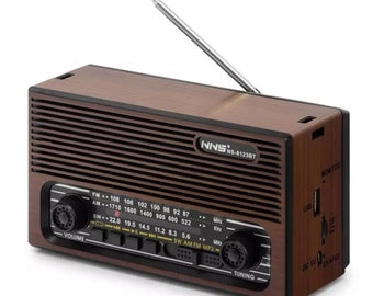 Radio Nostalgia Rechargeable bt/usb/sd Nostalgic Radio, Classic Design Radio, Rustic Style Radio, Antenna Radio,