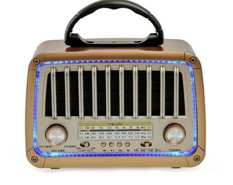 Hölzernes USB-tf unterstütztes Bluetooth FM/AM/SW 3 Band Nostalgisches Radio, klassisches Designradio, rustikales Radio, Radio mit Antenne,