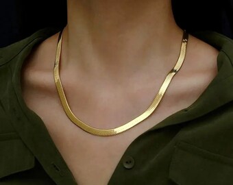 Parure de collier minimaliste • Parure de bijoux basique avec chevrons et chaîne serpent • Cadeau minimaliste pour elle