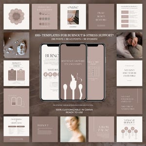 Modèles Canvas pour la santé mentale | Articles de soutien pour l'épuisement professionnel et le stress | Kit de contenu bien-être