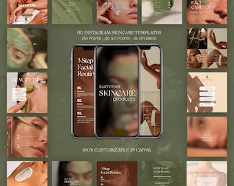 Skincare Instagram Templates: Social Media Post | Story Canva Designs (Digital Download)
