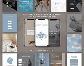 Modelli Instagram per psicologi: Social media per la salute mentale su Canva (download digitale)