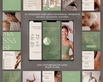 Modelli Instagram per fisioterapia / Kit social media minimalista per Canva / Clinica del benessere
