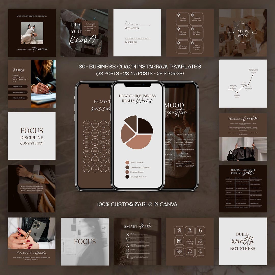 Business Coach Canva Templates | Modern Neutral Instagram Bundle ...